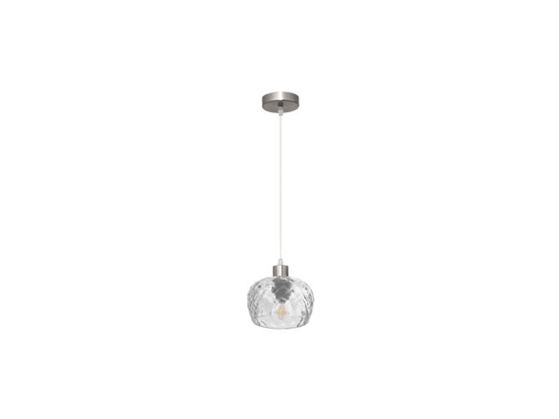 Lámpara colgante Stela 1xe27 Cromo 13x13 Cm Pantalla de cristal transparente Fabrilamp
