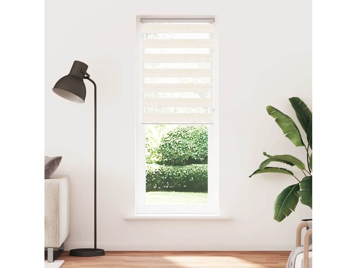 Maison Exclusive - Estor Cebra Beige Mármol Tejido Ancho 75,9 Cm Poliéster