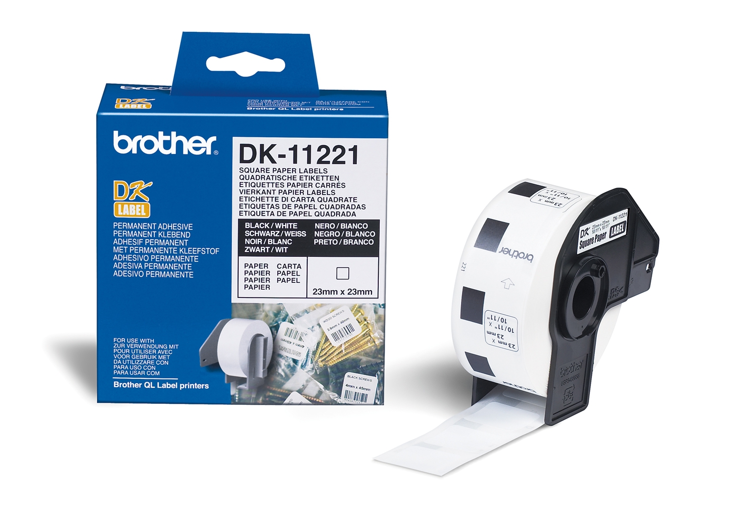 Consumible Original Brother DK11221 Etiquetas precortadas cuadradas (papel térmico)