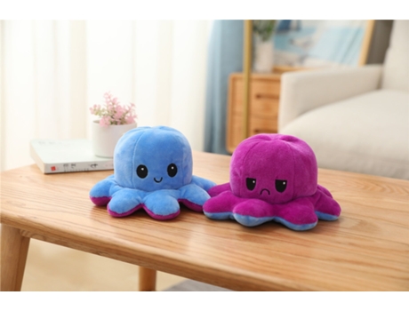 Voltereta de Doble Cara, Pulpo Lindo, Juguete de Muñeca de Mesa 20Cm de Azul A Morado
