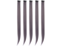 5 extensiones de cabello liso, color azul grisáceo, con clips para fiestas y cosplay.