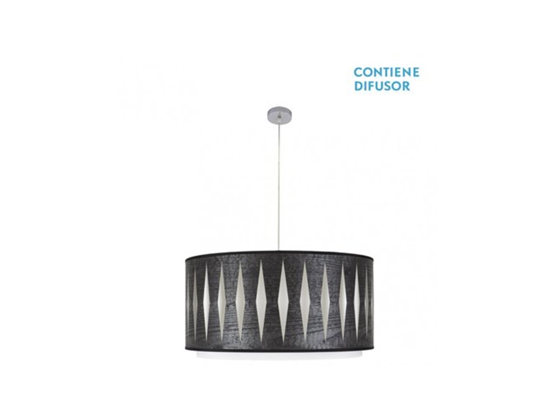 Lámpara colgante Alexandra 3xe27 Cromo/Madera negra Regx60x60 Cm Fabrilamp