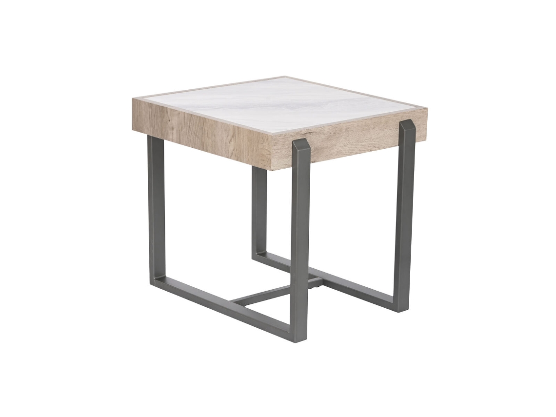 Mesa auxiliar HOME ESPRIT Blanco Gris Natural Metal 50 x 50 x 50 cm