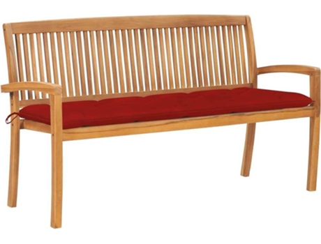 Banco de exterior VIDAXL Rojo Teca (159x57.5x90 cm)