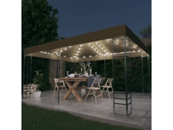 Cenador con guirnalda de luces LED, 3 x 4 m, color gris parduzco, WSD381608, Lovely Home