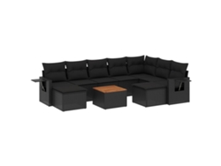 Maison Exclusive - Set De Sofás De Jardín 10 Pzas Cojines Ratán Sintético Negro