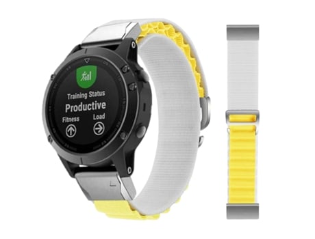 Correa Alpine G-Hook Ajustable Garmin Fenix 7 Sapphire Solar Edition Blanco y Amarillo