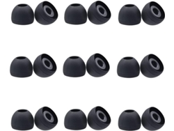 9 Pares Puntas Oído Silicona Universal, Negro, Mediano