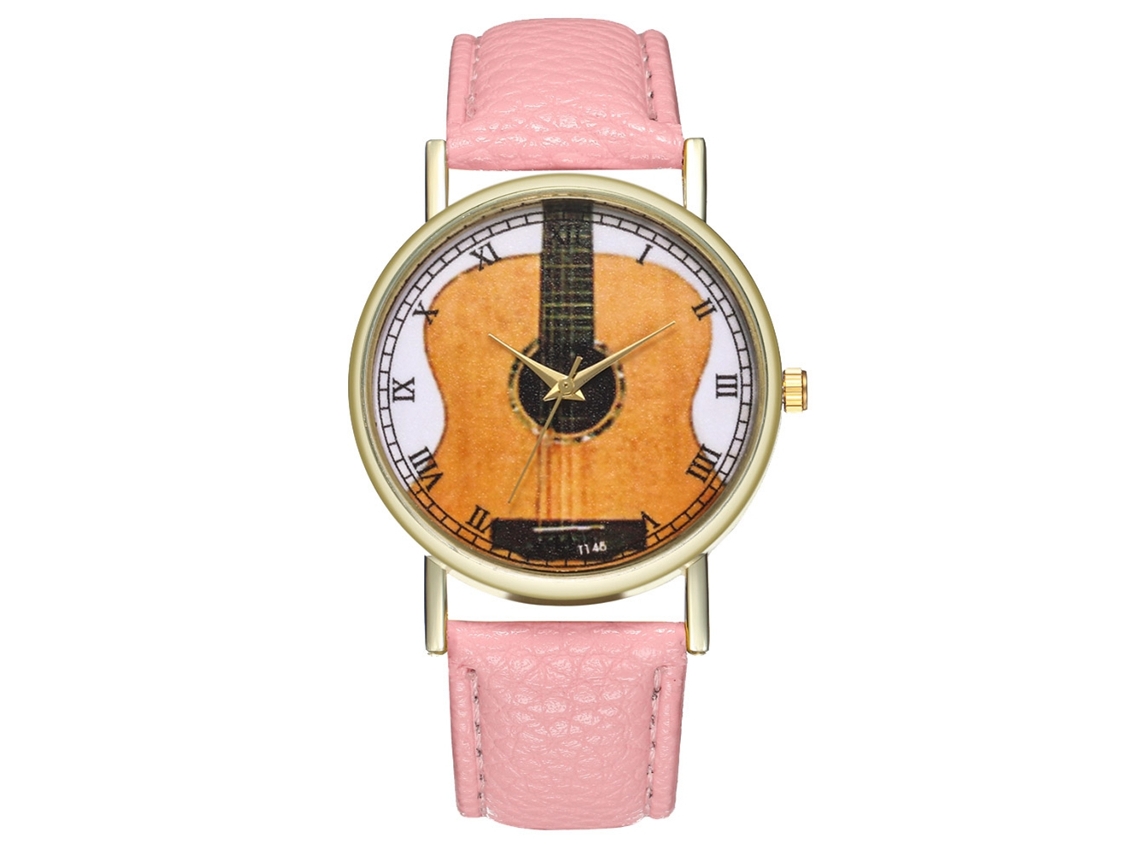 Reloj De Pulsera De Moda Con Dial Redondo Analógico Cuarzo Color Rosa