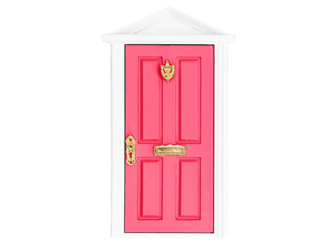 Mini Porta De Madeira Bétula Para Casa De Boneca 1:12 Com Acessórios Cor Vibrante Presente