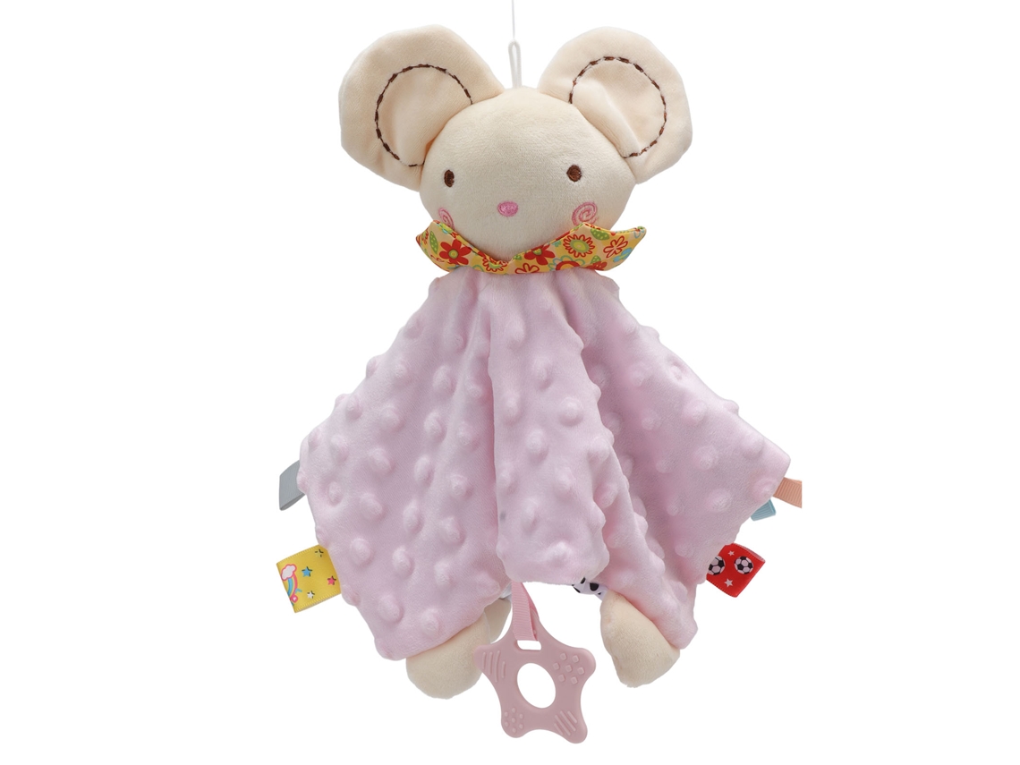 Manta De Seguridad Suave Y Afelpada Para Bebé, Adorable Muñeco De Animal, Color Rosa Vibrante.