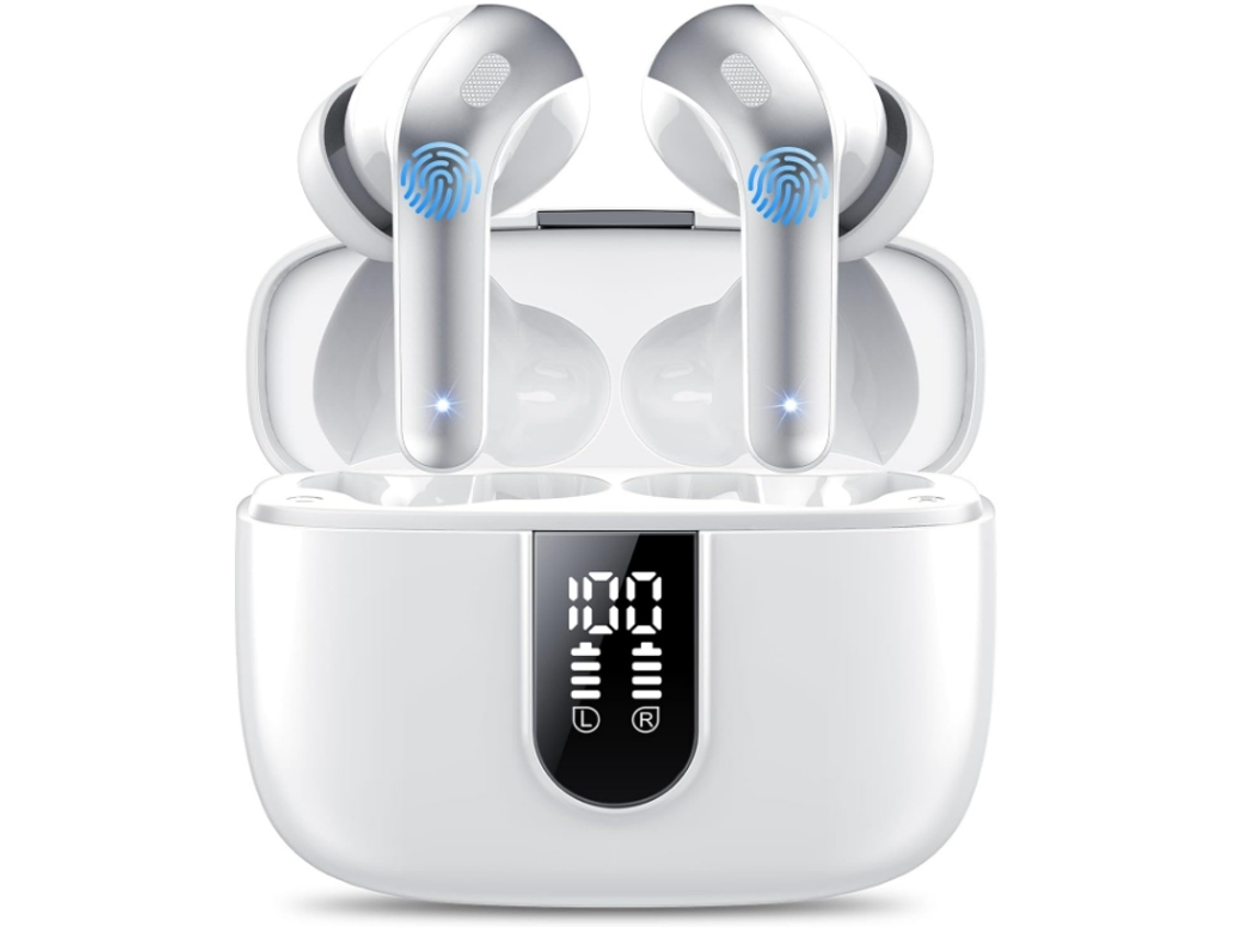YEMAESRE Auriculares Bluetooth Sin Horas De Reproducción Mejora De Graves Impermeable Blanco