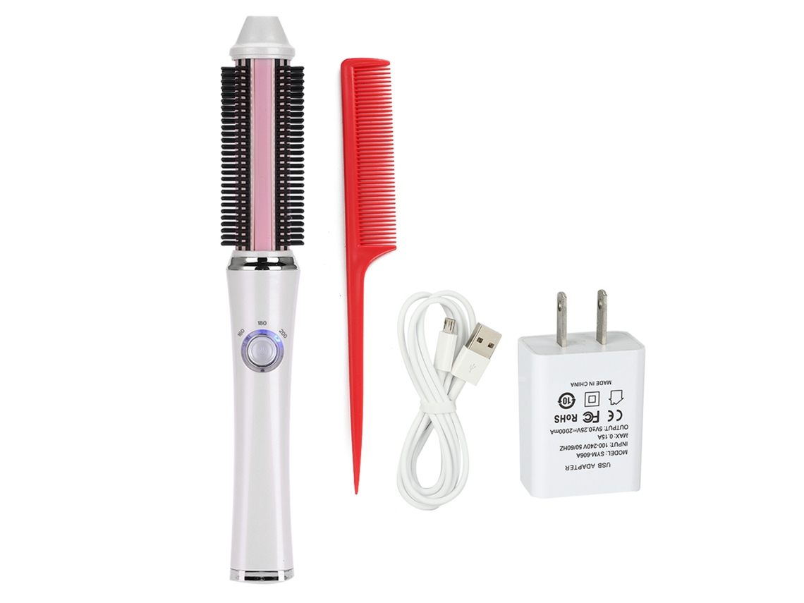 Plancha De Pelo Eléctrica Recargable Portátil Cepillo Rizador Inalámbrico Para Rizar El Pelo