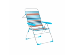 Marbueno Silla Plegable 5 Posiciones Aluminio Rayas Naranjas Y Azules Playa Y Piscina 59x61x97 Cm 10464