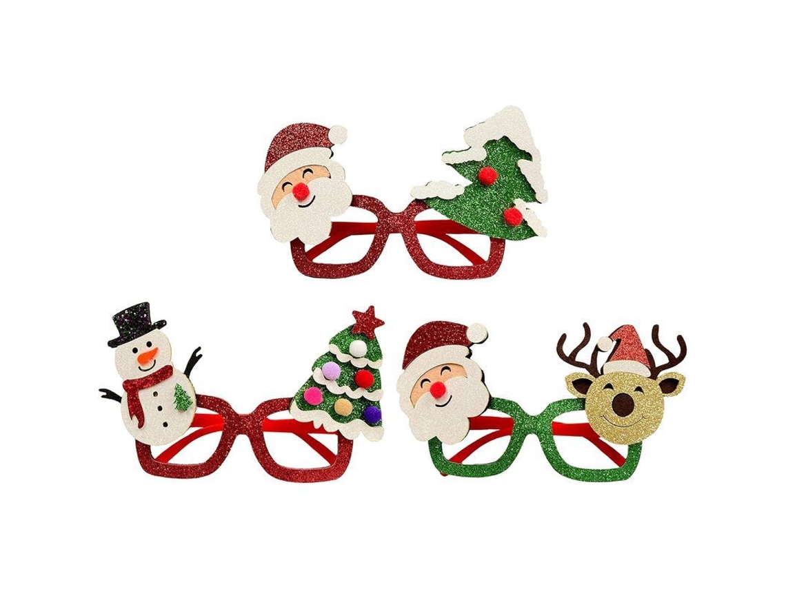 3 Pares De Vasos Navideños De Plástico Con Purpurina - Accesorios Festivos - Regalo Para Fiestas