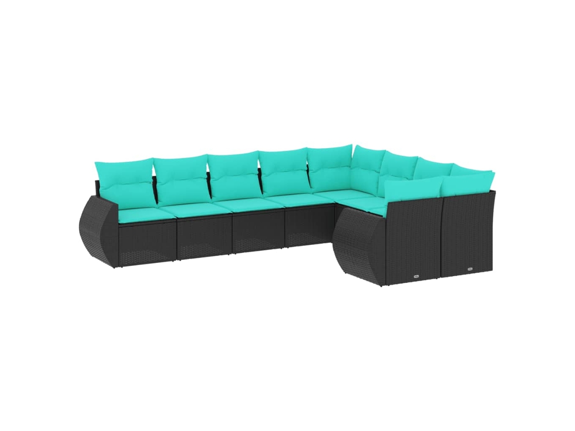 Maison Exclusive - Conjunto De Sofá De Jardín De 9 Piezas Con Cojines, De Poliratán Negro