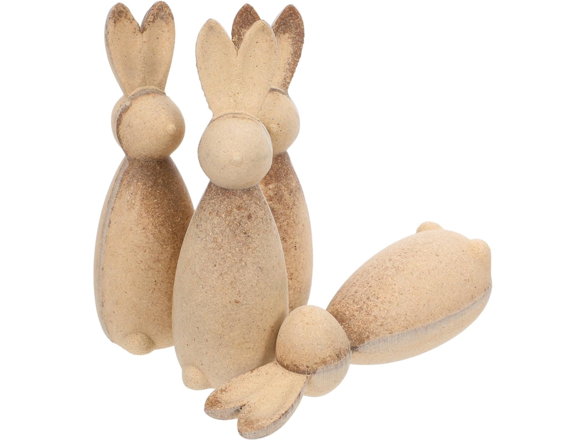 Juego De 4 Figuras De Conejos De Madera Natural Sin Pintar, Decoración De Pascua Para Manualidades.