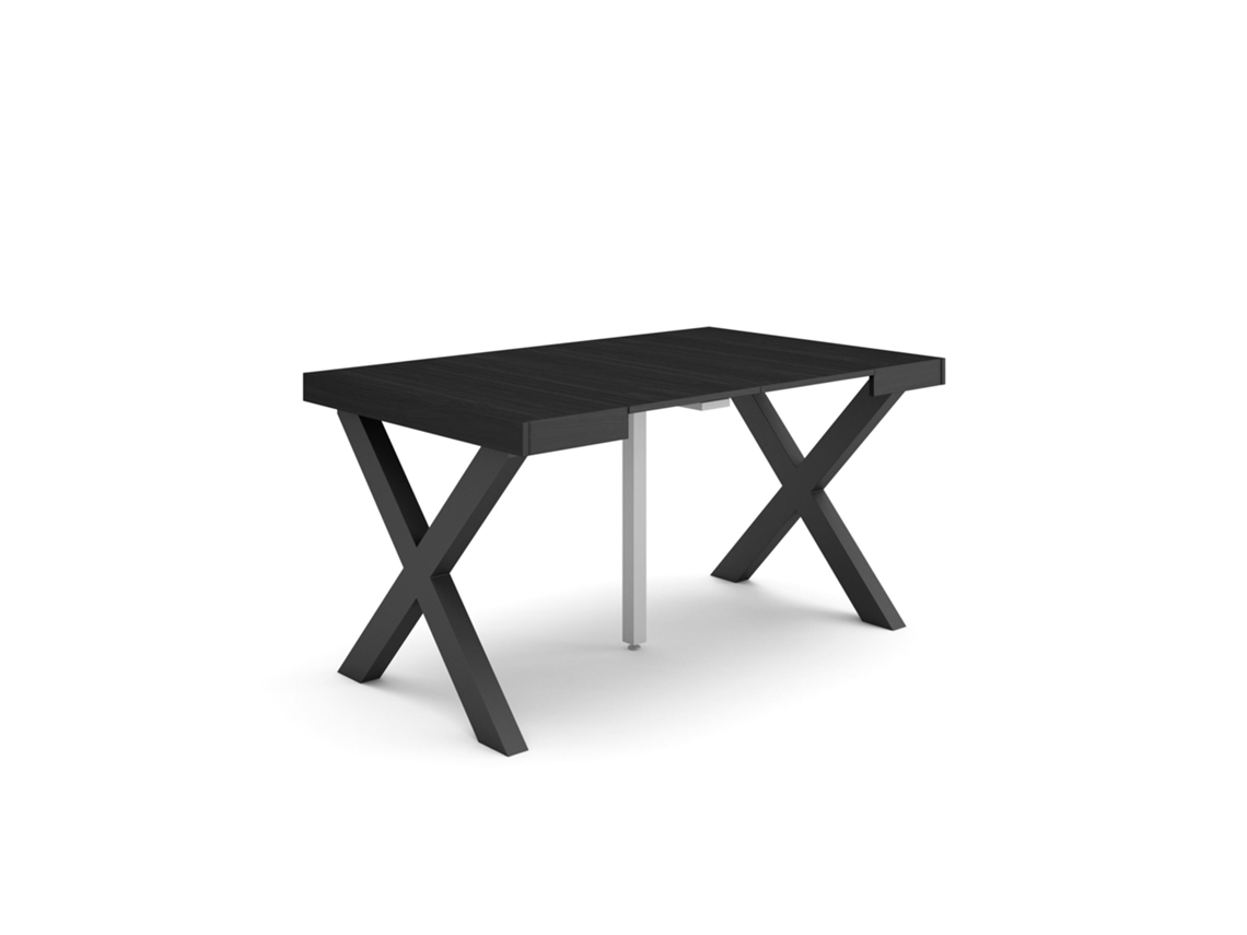 Mesa Consola extensible 140 Para 6 comensales Patas madera maciza Negro SKRAUT HOME