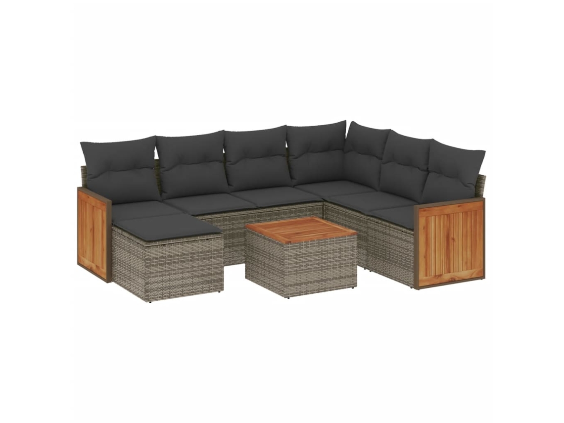 Maison Exclusive - Set De Sofás De Jardín 8 Pzas Y Cojines Ratán Sintético Gris