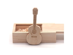 Memoria Usb De Madera De 64 Gb Con Diseño Creativo, Inspirada En Una Guitarra, Perfecta Para Regalos Y Uso Diario.