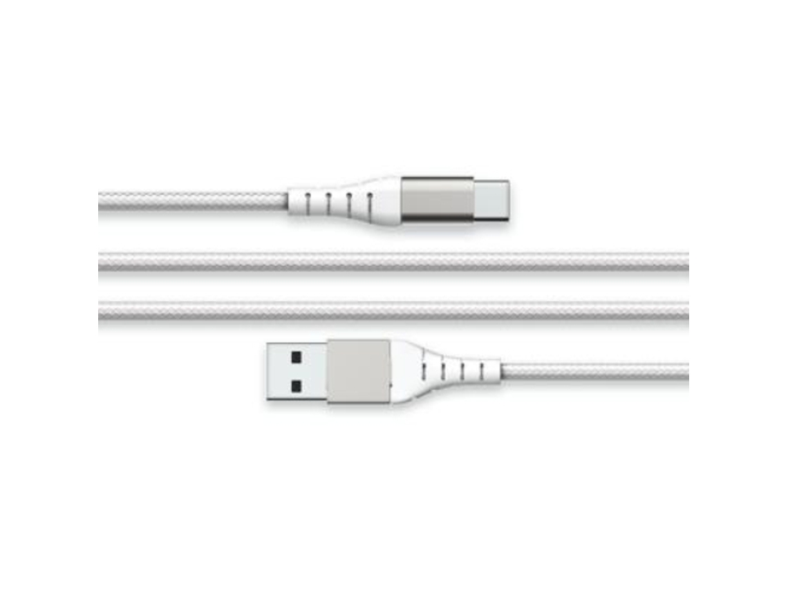 FORCE POWER Cable USB A/USB C Reforzado 3m - 3A Blanco Blanco