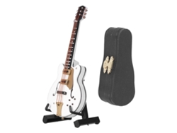 Exquisita Miniatura De Guitarra Blanca Para La Decoración Del Hogar Y La Oficina.