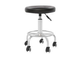 Taburete giratorio ajustable, diseño ergonómico, capacidad de 150 kg, negro.