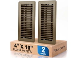 Juego De 2 Rejillas De Ventilación De Suelo, 10,2 X 25,4 Cm, Fabricadas En Metal Con Recubrimiento En Polvo, Flujo De Aire