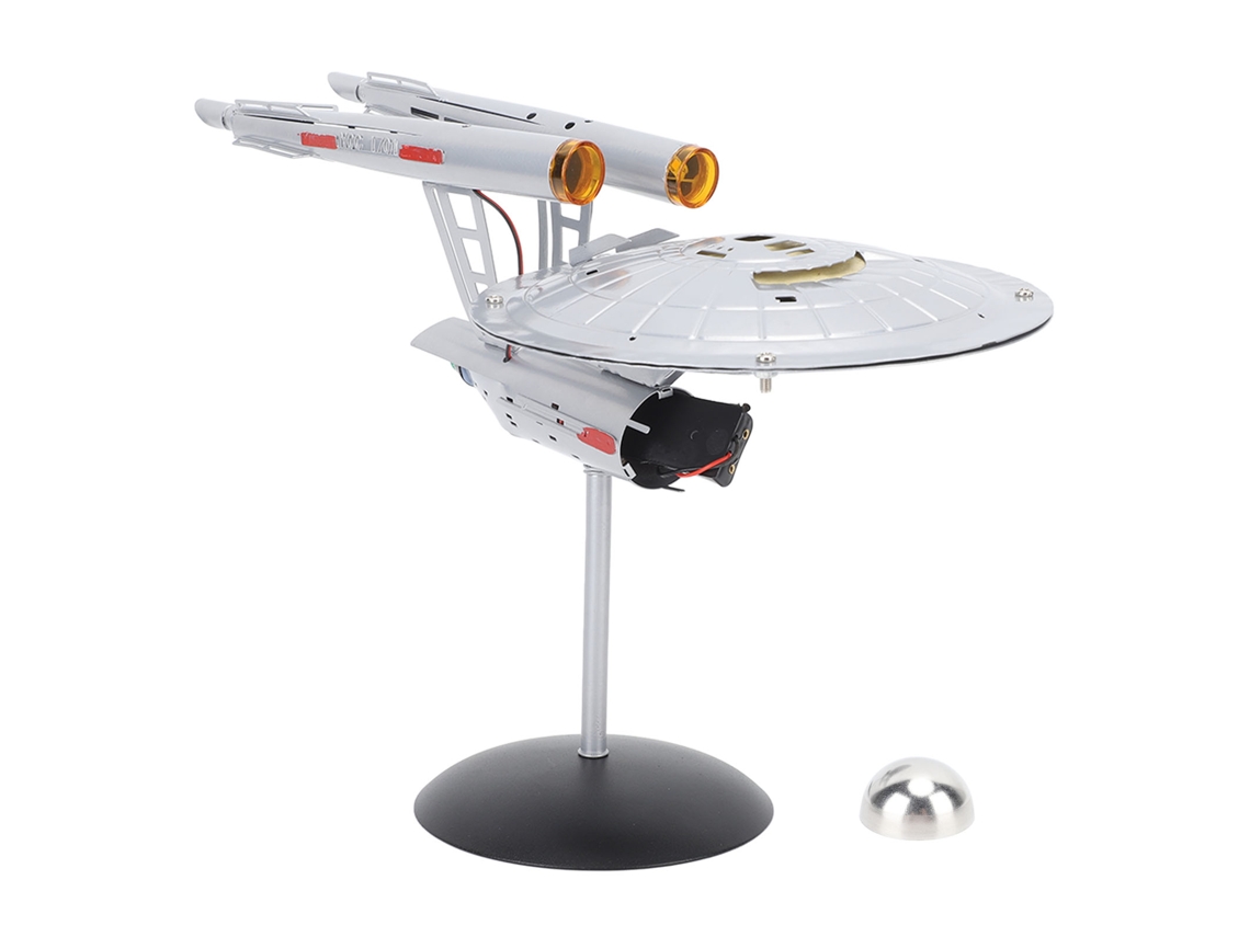 Maqueta de nave espacial a escala 1:1000 con luces para exhibición.