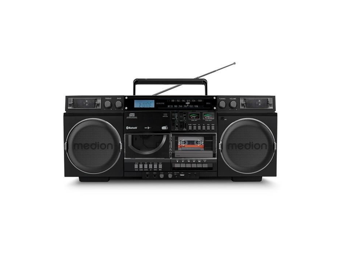 Ghetto Blaster Medion Vintage Dab CD/cinta/USB/MP3 2x10w RMS Negro