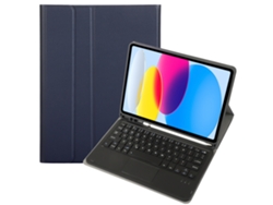 Funda con teclado Bluetooth Fwinl para Samsung A11 Plus 11 SM X310 (teclado y ratón táctiles), portugués, azul oscuro