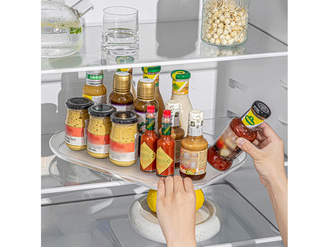 Organizador Giratorio Rectangular Transparente Para Refrigerador, Armario Y Cocina - Plato Giratorio Lazy Susan Con Rotación Suave De 360°