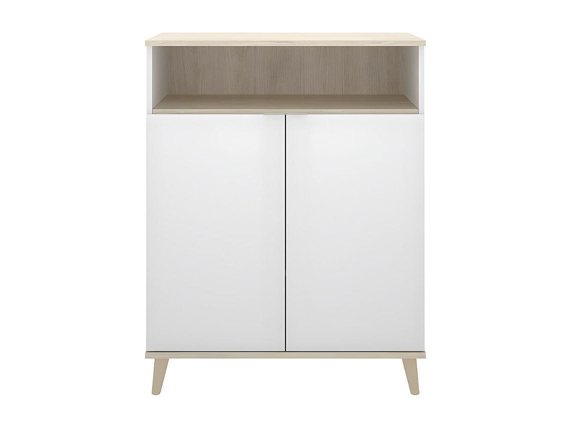 Mueble Auxiliar de Cocina DKIT Wok (Blanco/Natural - 102x80x40 cm)