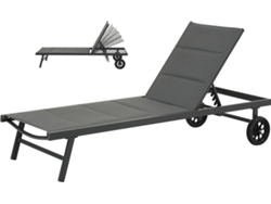 Tumbona HABITAT ET JARDIN Bella (Negro, Gris - Aluminio - 200x65x91 cm)