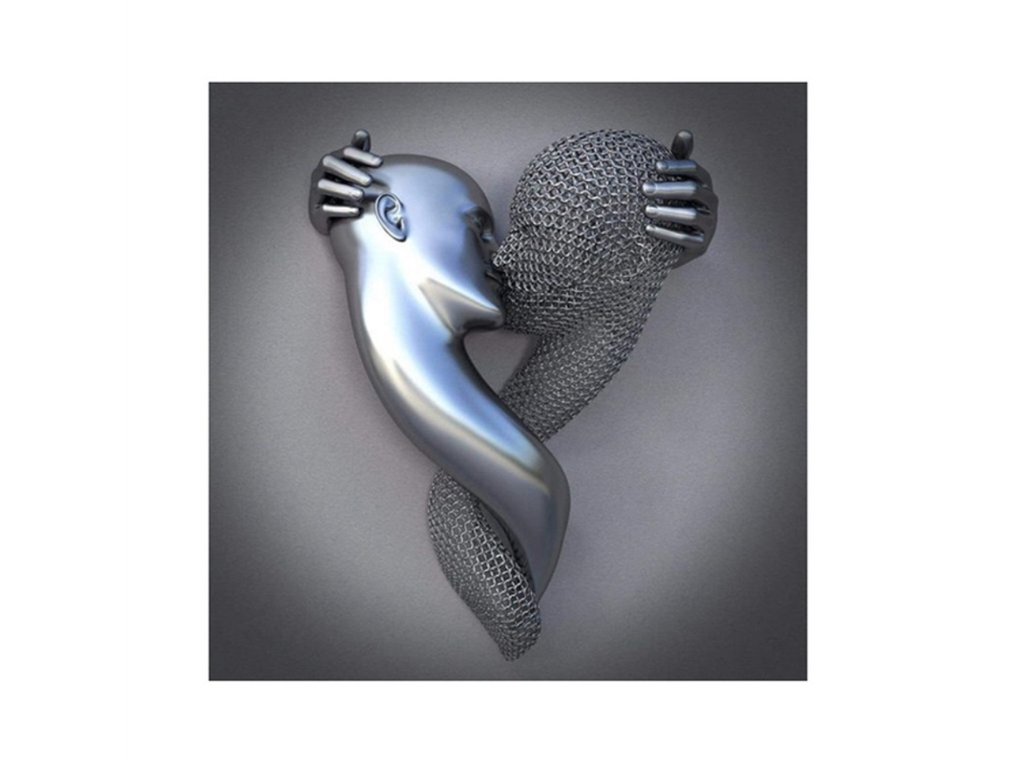 Estatua de metal con corazón 3D, arte moderno para decoración de interiores