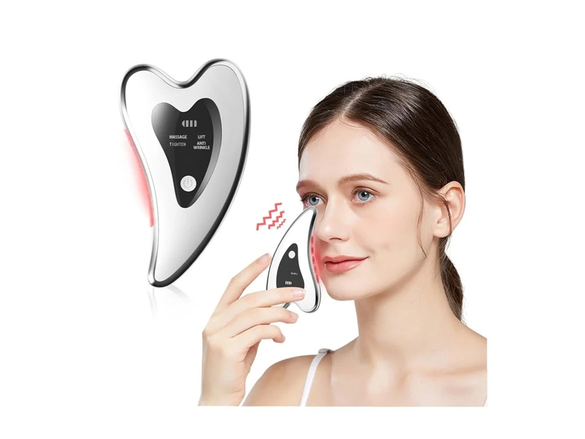 Gua Sha Herramientas Faciales Eléctricas Herramienta De Escultura Facial/dispositivo De Elevación Masajeador Calentado Y Vibratorio Y Luz Roja Yizhood