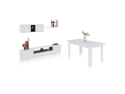Pack salón con mesa de comedor Kenzo Plus VA Blanco Brillo - Gris Antracita 200 x 46 x 41 cm