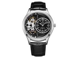 Reloj De Cuarzo Para Hombre Megir De Cuero Pu Hueco Impermeable (cinta Negra Caja Blanca Dial Negro)