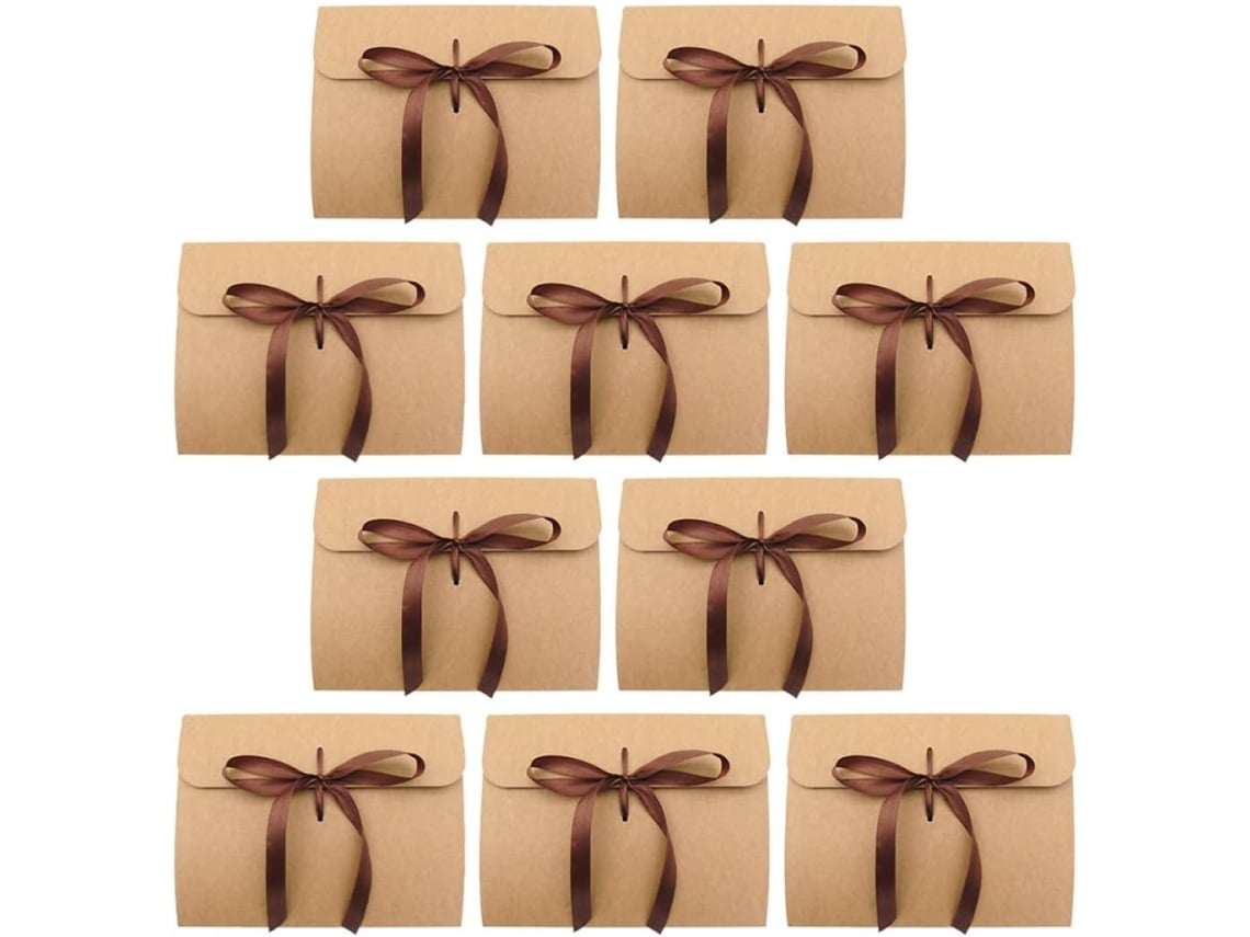 Juego De 10 Sobres De Papel Kraft Envejecido De 24 X 18 Cm Con Cinta Estilo Retro Para Invitaciones De Boda.