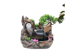 Fuente de sobremesa, 30 x 18 x 26 cm, Material: Resina, Bomba sumergible, Estilo campestre, Elementos naturales