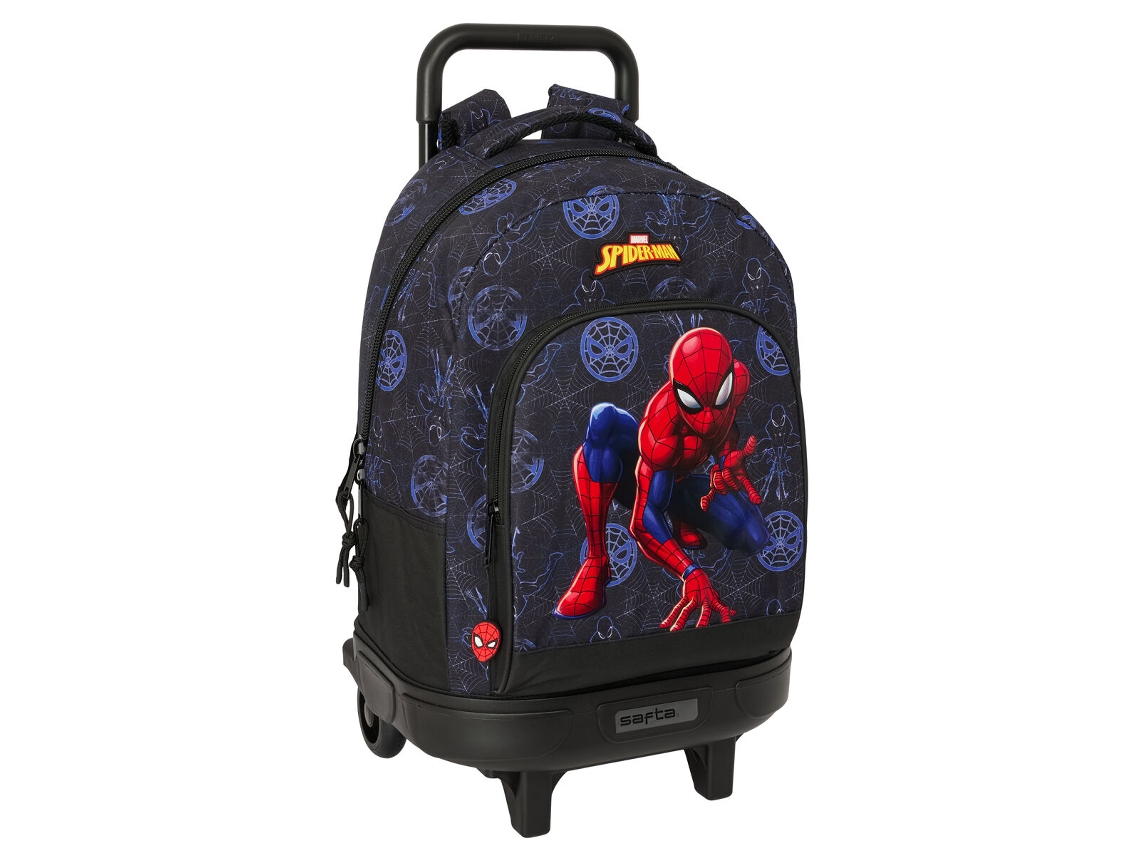 Mochila escolar con ruedas Spider-Man Attack (poliéster 300D, color negro)