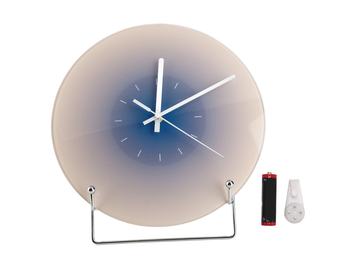 Reloj De Pared Circular De 30 Cm, Silencioso, Funciona Con Pilas, Con Cristal Decorativo Azul Degradado.