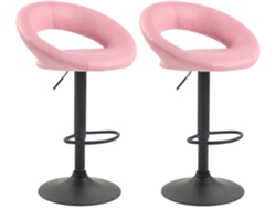 Juego de 2 taburetes de bar Olinda en símil piel CLP rosa/negro