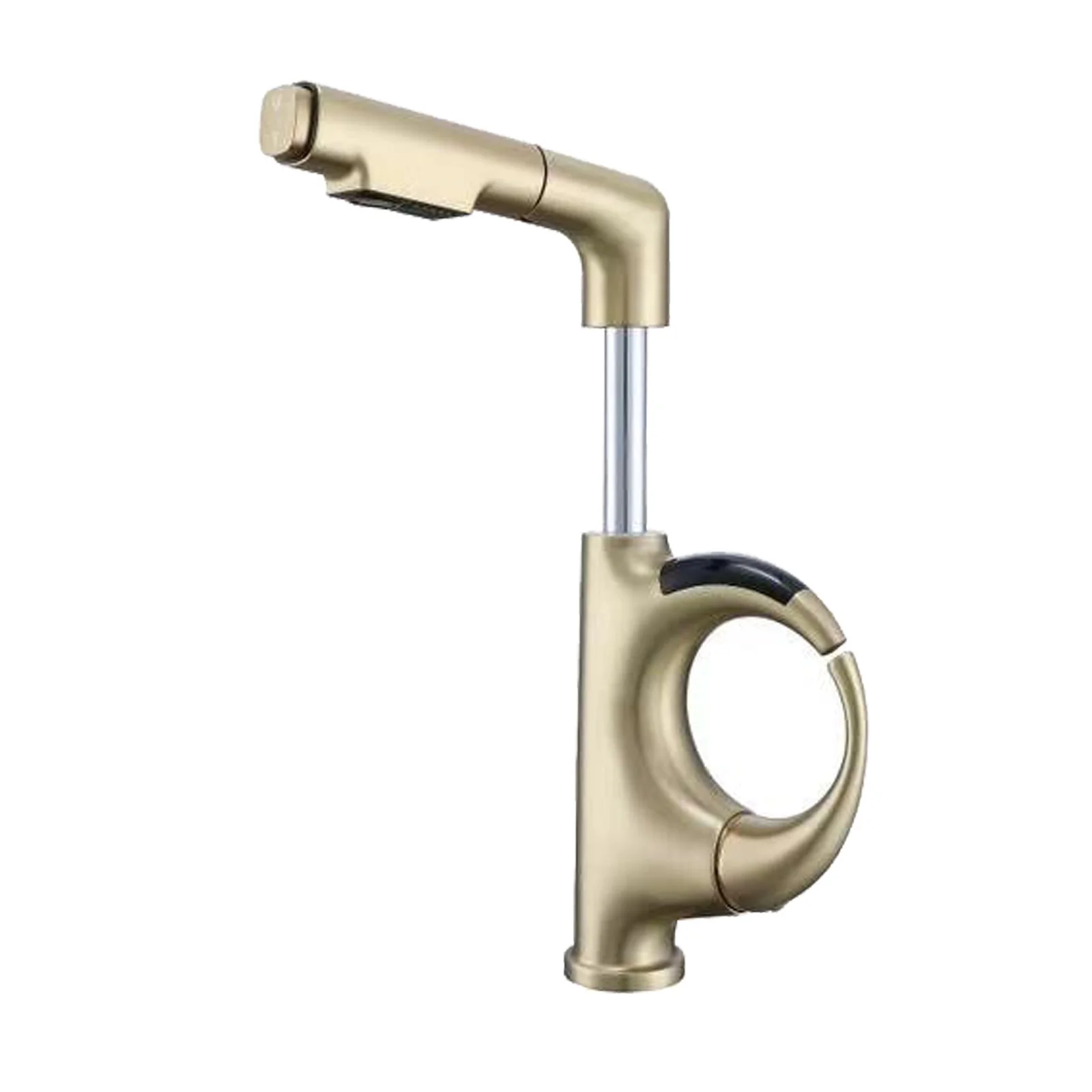 (oro) Grifo Robótico Con Brazo, Pantalla Led De Temperatura, Boquilla Extraíble Y Doble Salida De Agua.