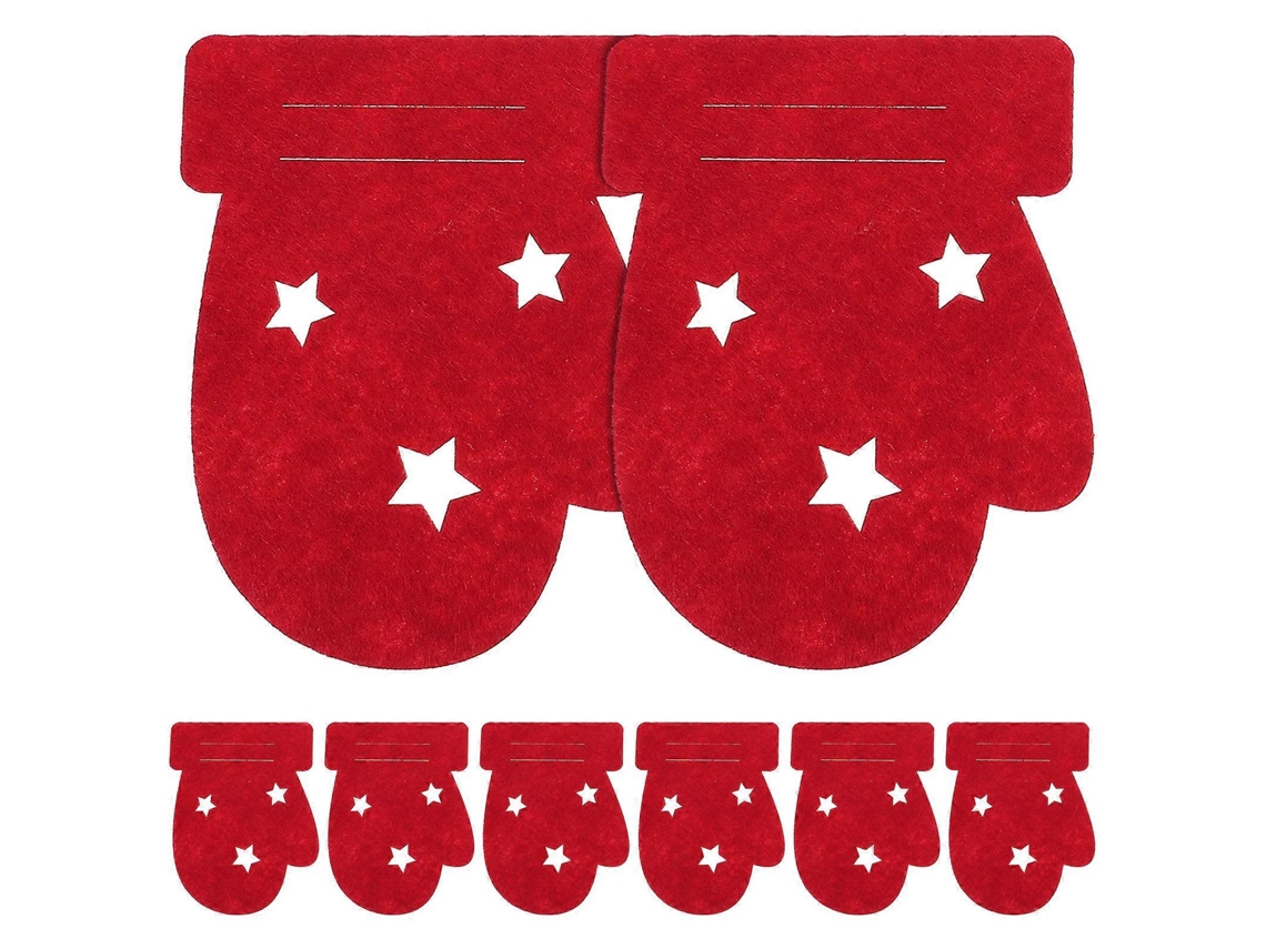 Juego de 8 portacubiertos navideños con forma de guante, bolsas rojas para vajilla Nostalgia88