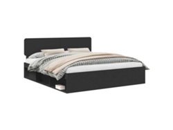 Maison Exclusive - Estructura De Cama Negro 200 X 200 Cm Madera De Pino Macizo