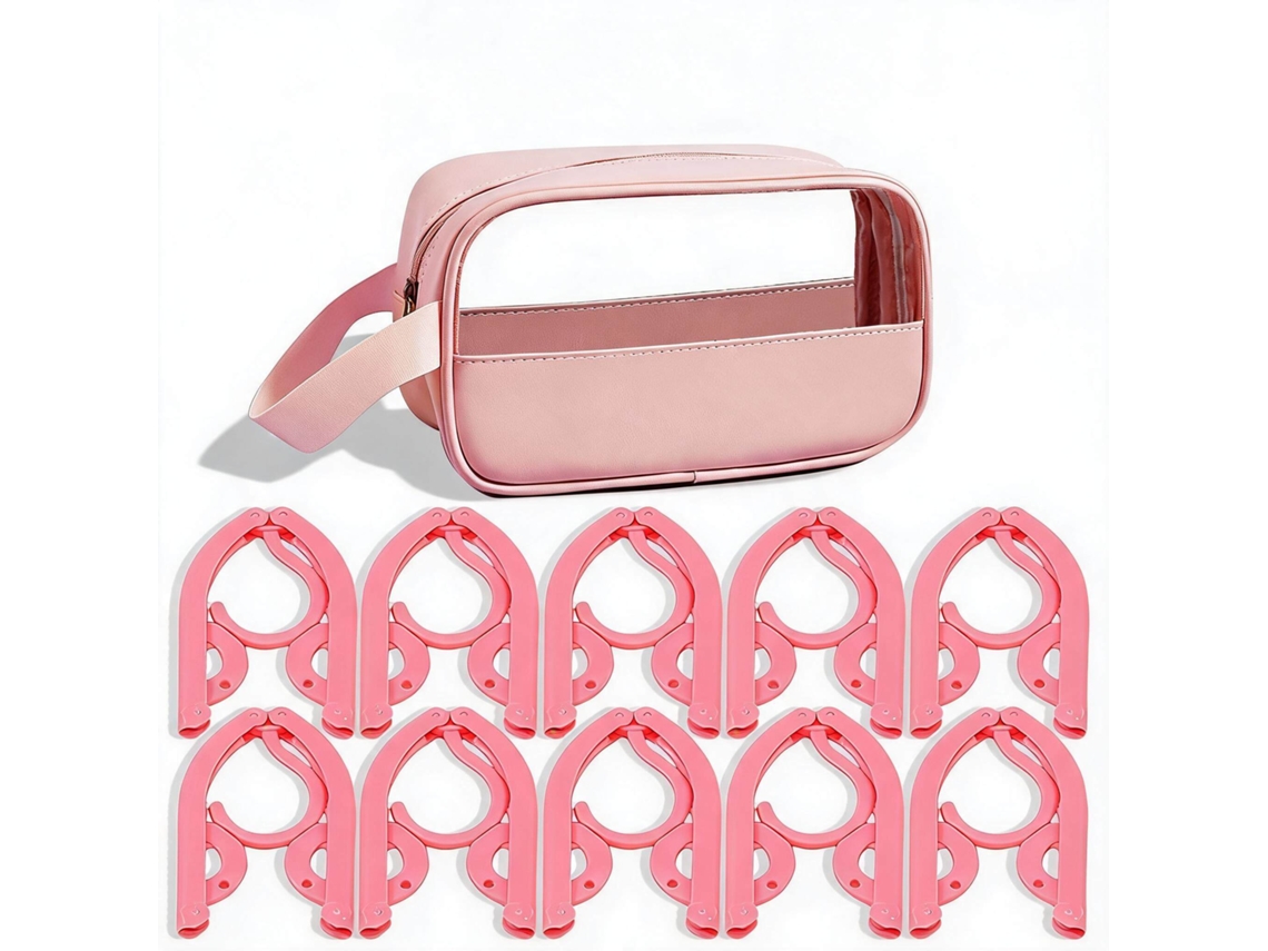 Set Perchas Chrui Plegables Viaje 10 Perchas + Bolsa (rosa)