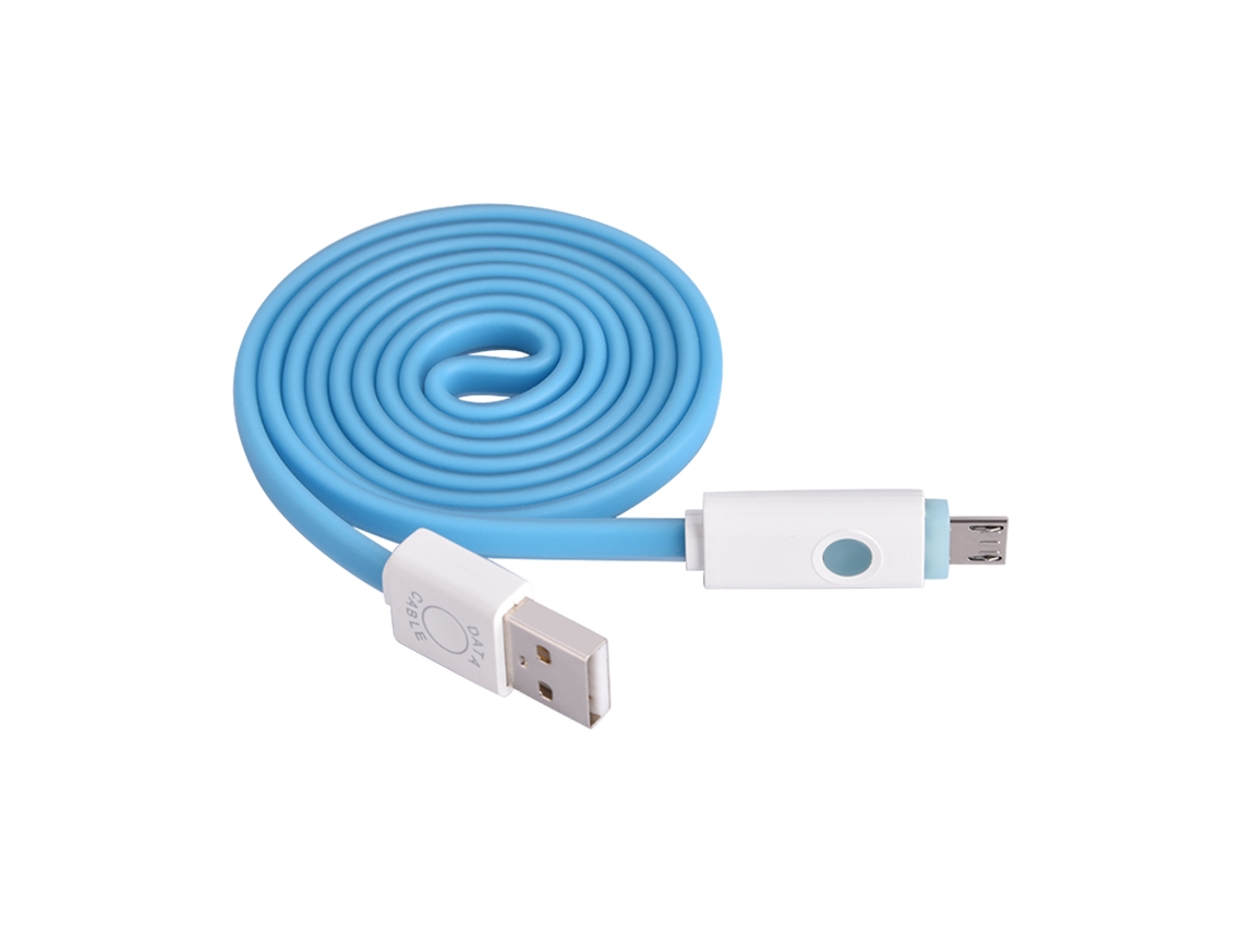 Cable De Carga Micro Usb Led Brillante Para Smartphones Azul