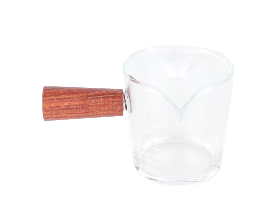 Vaso de vidrio de doble boca con mango de madera, resistente al calor, utensilio de cocina para el hogar