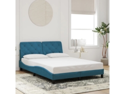 Estructura De Cama Con Cabecero Terciopelo Azul 120x200 Cm
